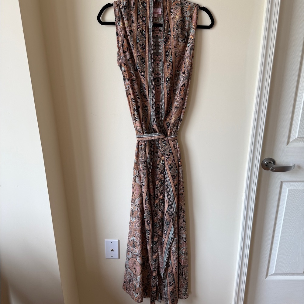 Cienna Boho Paisley Print Silk Blend Maxi Dress